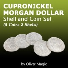 Cupronickel Morgan Dollar Shell and Coin Set 5 Coins 1 Head Shell 1 Tail Shell