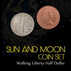 Sun and Moon Coin Set Walking Liberty Half Dollar