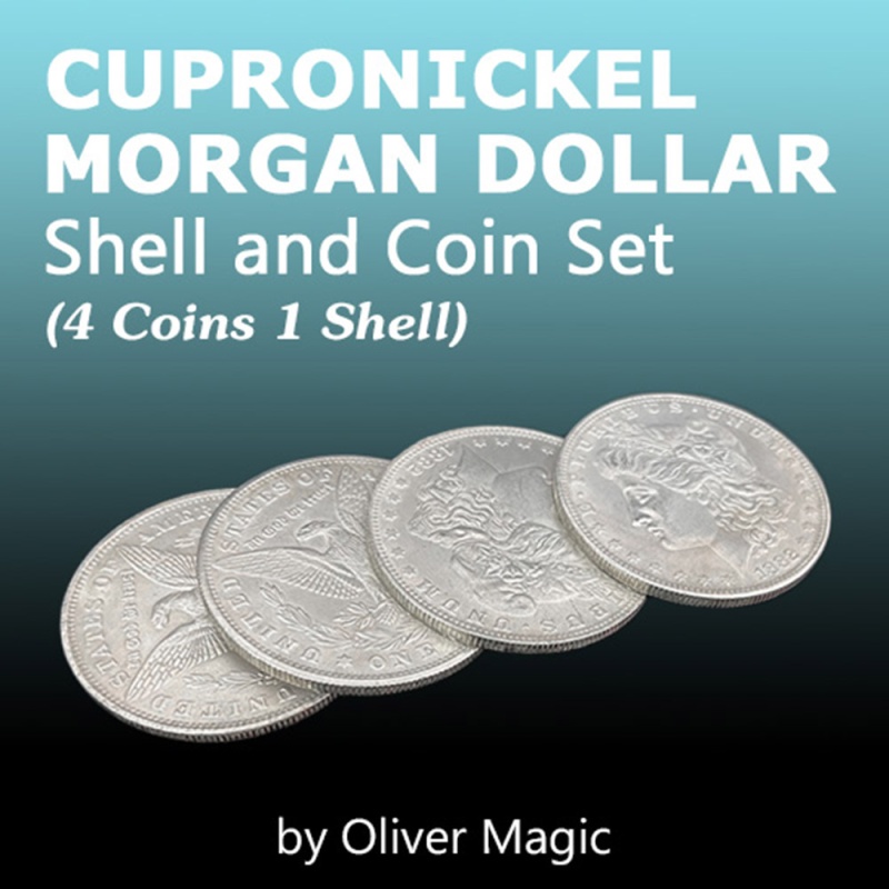 Cupronickel Morgan Dollar Shell and Coin Set 4 Coins 1 Shell - Click Image to Close