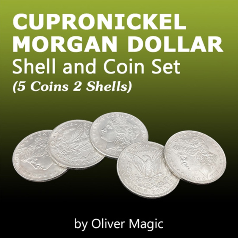 Cupronickel Morgan Dollar Shell and Coin Set 5 Coins 1 Head Shell 1 Tail Shell - Click Image to Close