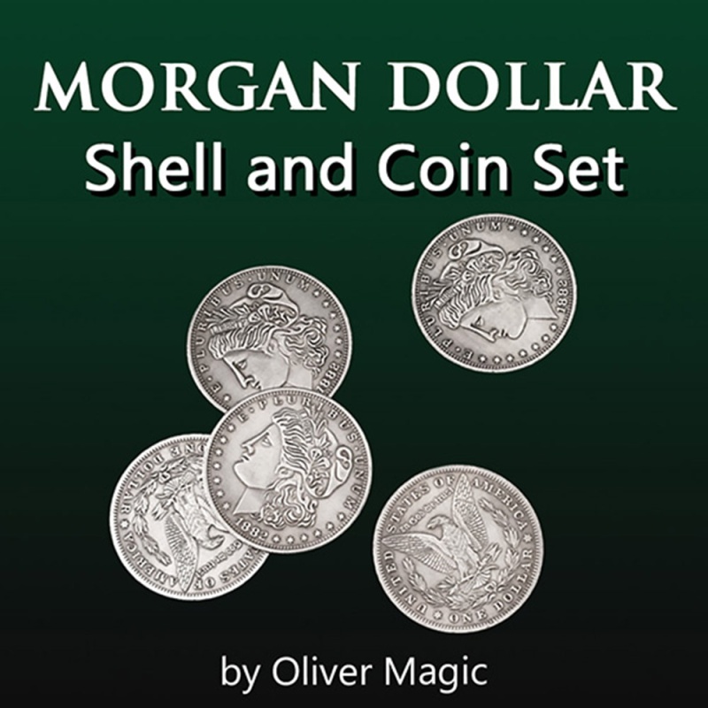 Morgan Dollar Shell and Coin Set (5 Coins 2 Shells) - Click Image to Close