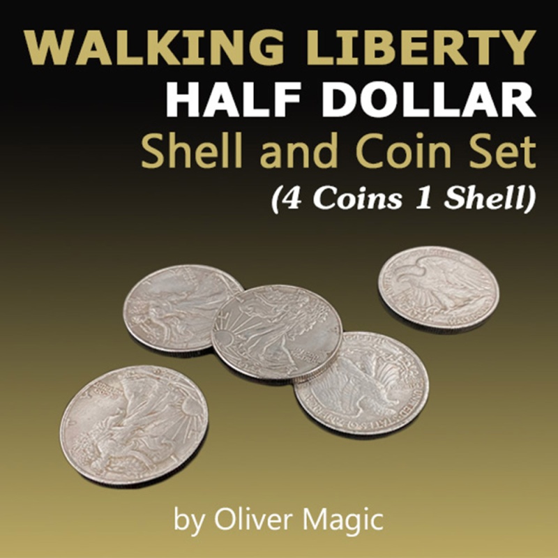 Walking Liberty Half Dollar Shell and Coin Set - Click Image to Close