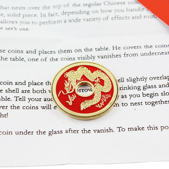 Doowops Expanded Chinese Shell + Coin - Set Di Monete Per Magia Close Up, Guscio E Moneta, Illusione Apparizione/Scomparsa, 4 Colori